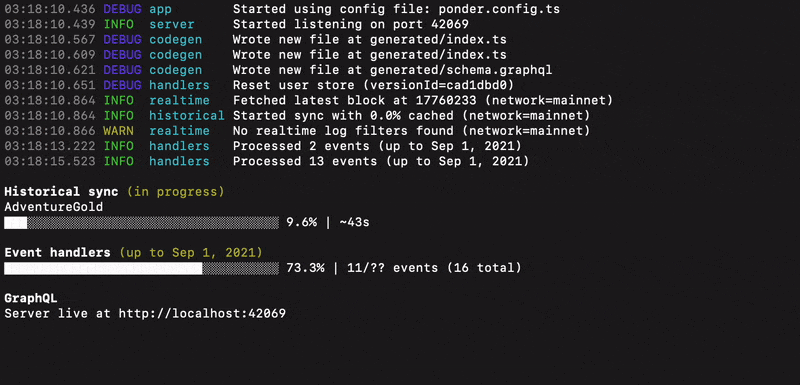 Dev server logs screenshot